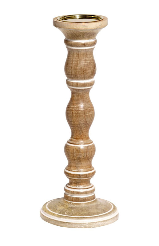 Bungalow Rose Whitewash Wood Candlestick & Reviews Wayfair